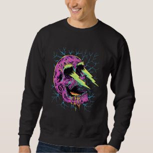 Pastel Goth Lightning Skull Head Grunge Core Gothi Sweatshirt
