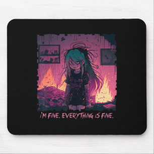 Pastel Goth Menhera I'm Fine Sad Anime Girl Creepy Mouse Pad