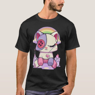 Pastel Goth  Menhera Sad Creepy Voodoo Doll Cat T-Shirt