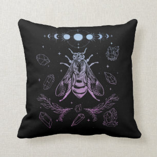 Pastel Goth Moon Insect Gothic Wicca Crescent Bee Cushion