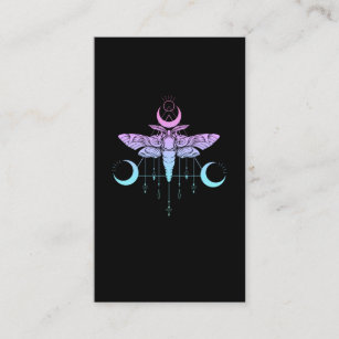 Pastel Goth Moon Kawaii Aesthetic Moth Business Card