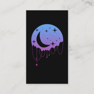Pastel Goth Moon Kawaii Aesthetic Stars Crescent Business Card