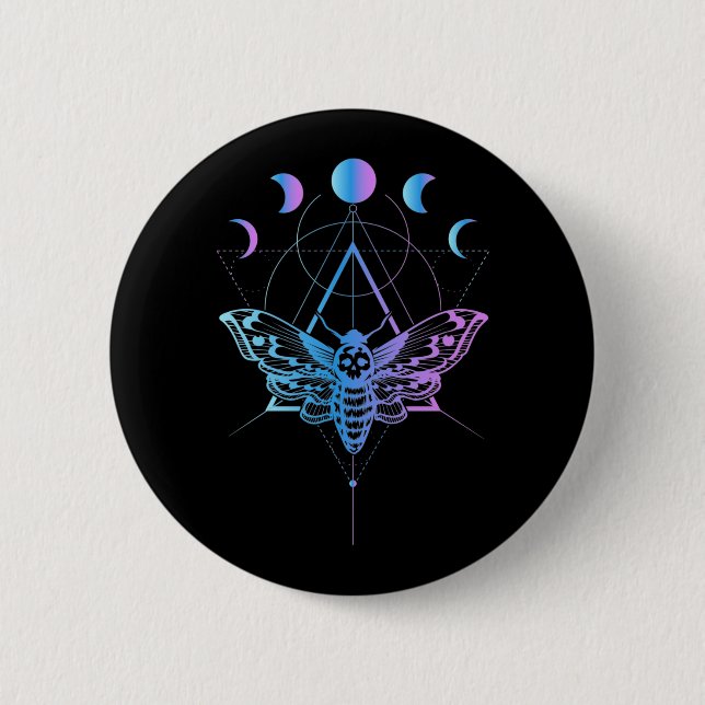 Pastel Goth Moon Moth Crescent Geometry 6 Cm Round Badge (Front)