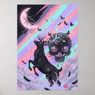 Pastel Goth Mystical Deer Spirit Poster