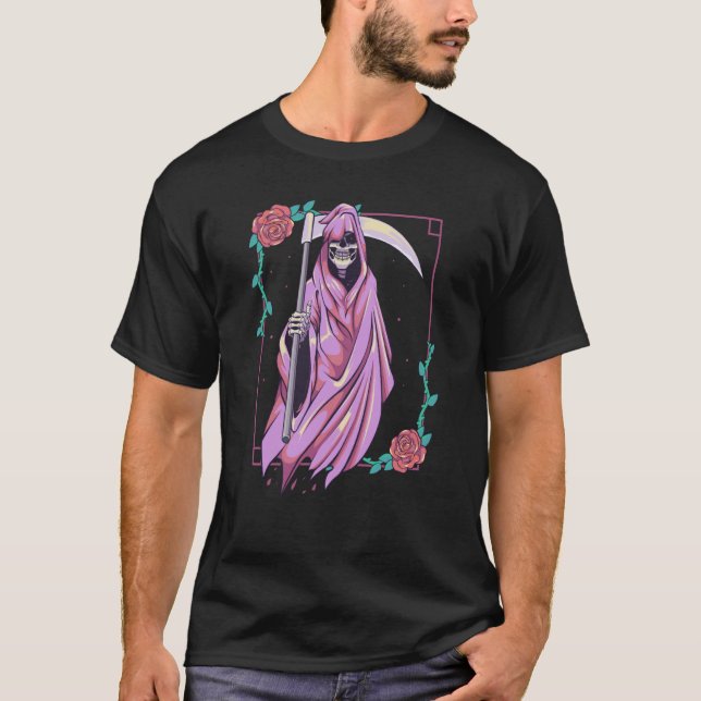Pastel Goth Occult Spooky Grim Reaper Ghost Tarot T-Shirt (Front)