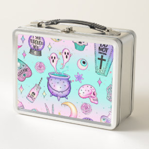 pastel goth pattern metal lunch box