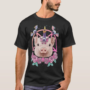 Pastel Goth Pig Pagan Creepy Menhera Farm Pig Farm T-Shirt