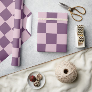 Pastel Goth Pink and Purple Checkers Wrapping Paper