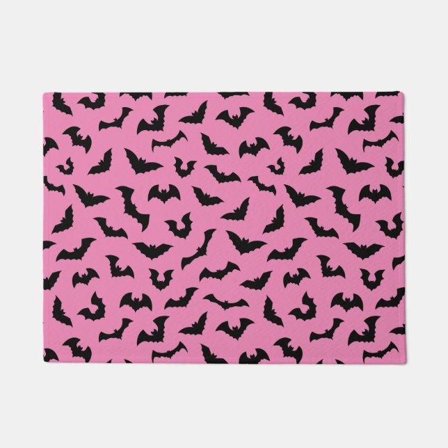Pastel goth pink bats doormat (Front)