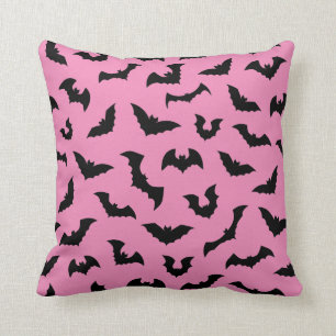 Pastel goth pink bats pattern halloween cushion