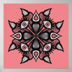 Pastel goth pink creepy monster witch poster