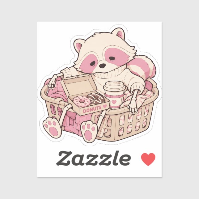 Pastel Goth Pink Racoon Skeleton Doughnut Coffee (Sheet)
