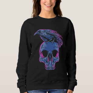 Pastel Goth Raven Crow On Skull Emo Punk Gothic Bi Sweatshirt