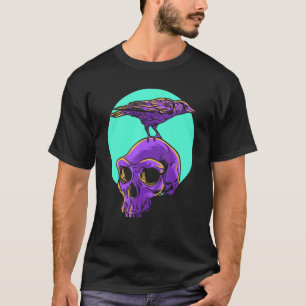Pastel Goth Raven Crow Skull Emo Punk Gothic Bird T-Shirt