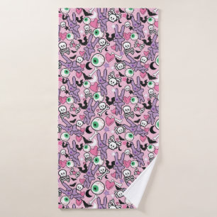 Pastel Goth Rockabilly Spooky Bunny Bath Towel Set