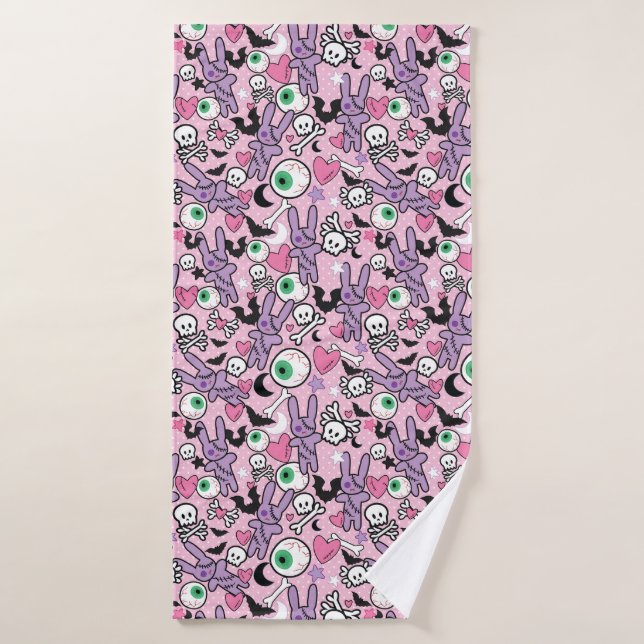 Pastel Goth Rockabilly Spooky Bunny Bath Towel Set (Bath Towel)