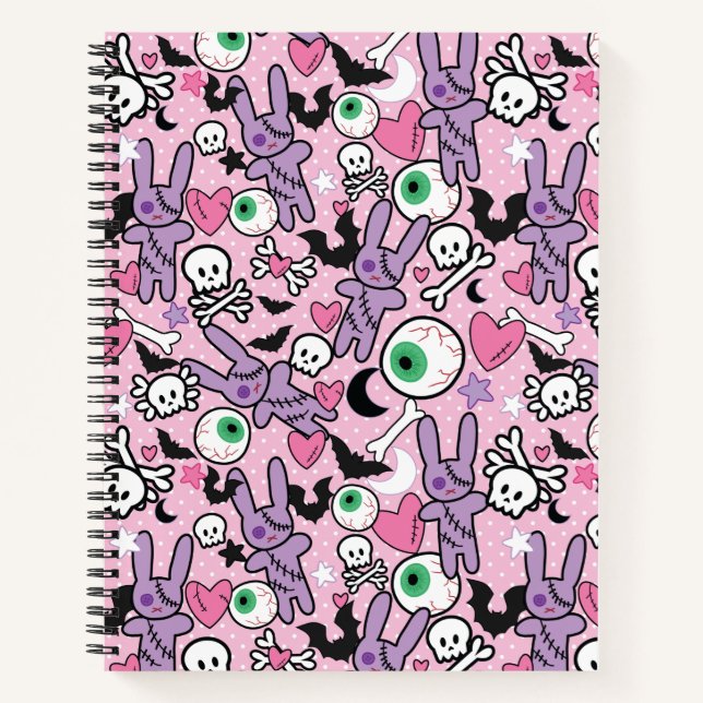Pastel Goth Rockabilly Spooky Bunny Notebook (Front)