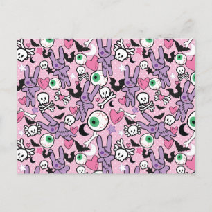 Pastel Goth Rockabilly Spooky Bunny Postcard