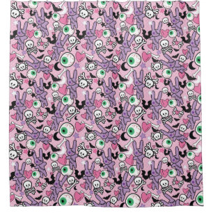 Pastel Goth Rockabilly Spooky Bunny Shower Curtain