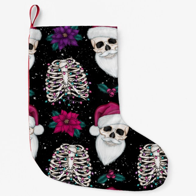 Pastel Goth Santa Skull Small Christmas Stocking (Front)