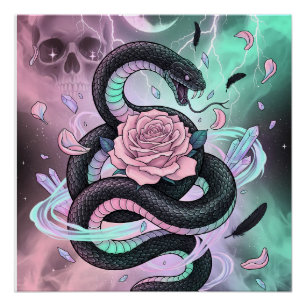 Pastel Goth Serpent & Rose Poster