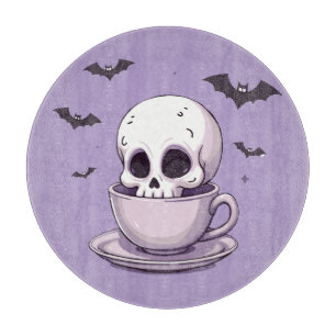 Pastel Goth Skull in Teacup Cutting Board