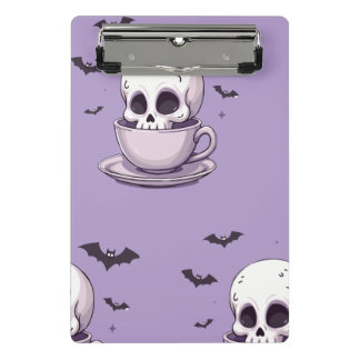 Pastel Goth Skull in Teacup Mini Clipboard