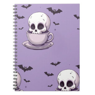 Pastel Goth Skull in Teacup Notebook