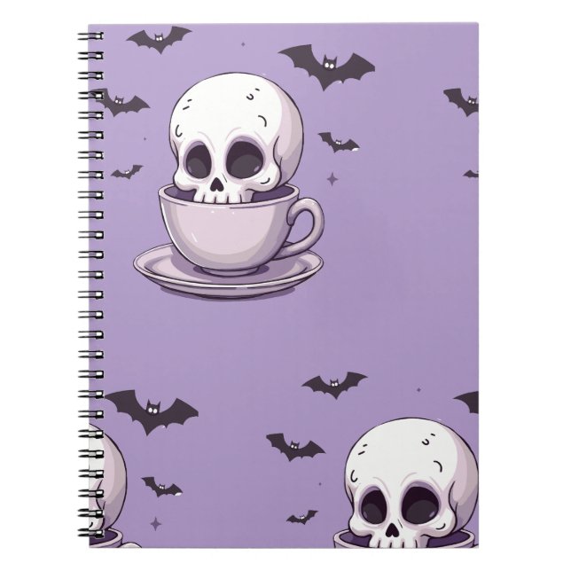 Pastel Goth Skull in Teacup Notebook (Front)