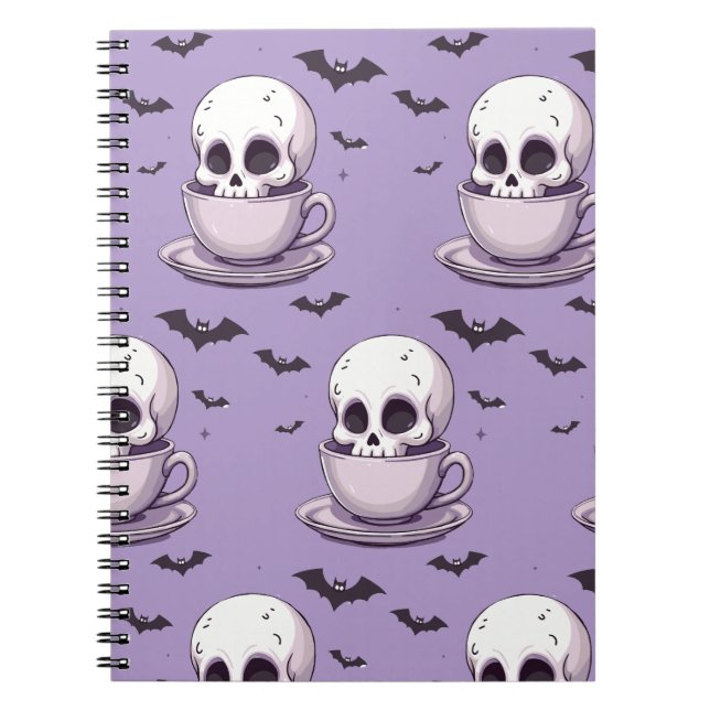 Pastel Goth Skull in Teacup Notebook (Front)