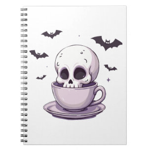 Pastel Goth Skull in Teacup Notebook