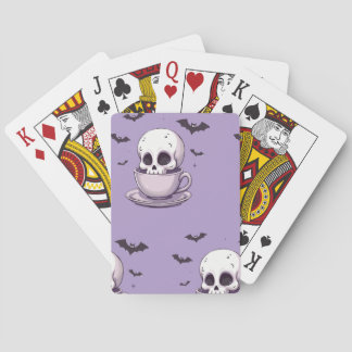 Pastel Goth Skull in Teacup Playing Cards