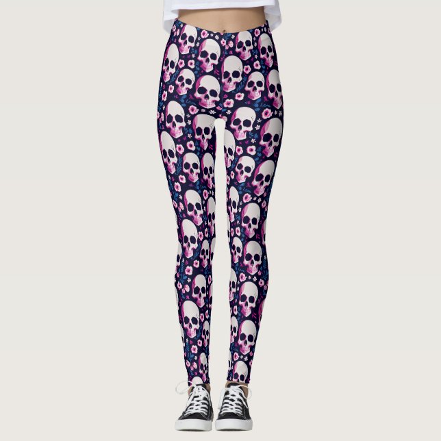 Pastel Goth Skull Leggings (Front)