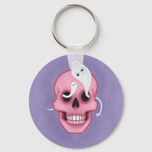 Pastel goth skull spooky cute key ring (Front)