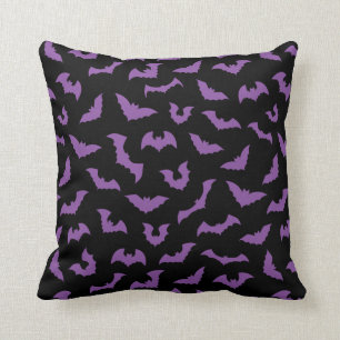 Pastel goth spooky bats purple black cushion