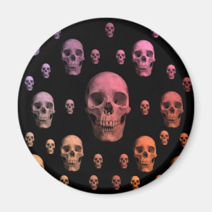 Pastel goth spooky grinning Halloween skulls Magnet