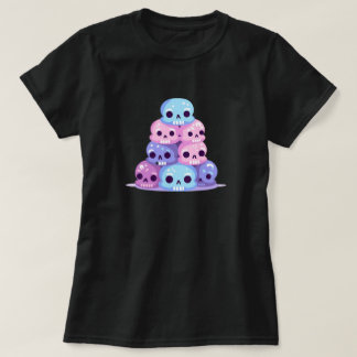 Pastel Goth Stack of Cute Skulls Tee