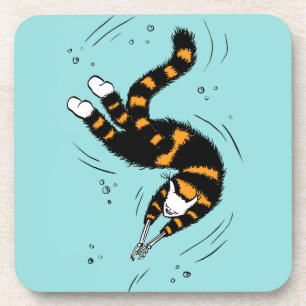 Pastel Goth Swimming Cat Skeleton Coaster