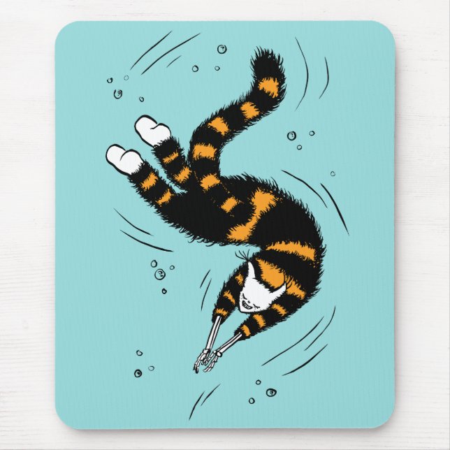 Pastel Goth Swimming Cat Skeleton Mouse Pad (Front)