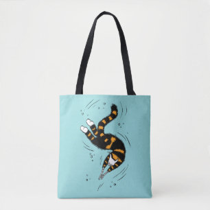 Pastel Goth Swimming Cat Skeleton Tote Bag