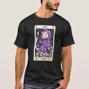 Pastel Goth Tarot Card The Death Grim Reaper Cat C T-Shirt