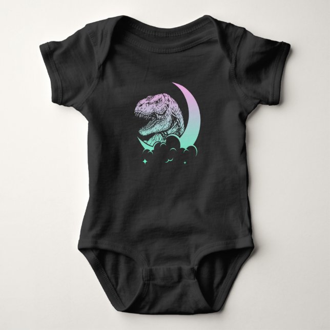 Pastel Goth Trex Moon Wiccan Dinosaurs Baby Bodysuit (Front)
