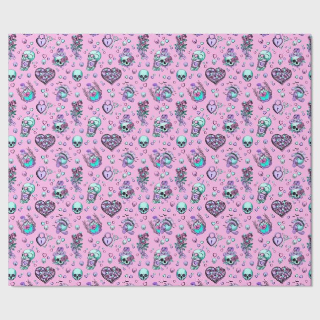 Pastel Goth Valentine's Day Gift Wrapping Paper (Seam)