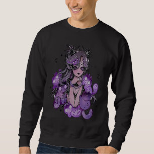 pastel goth vampire girl with cats emo punk sweatshirt