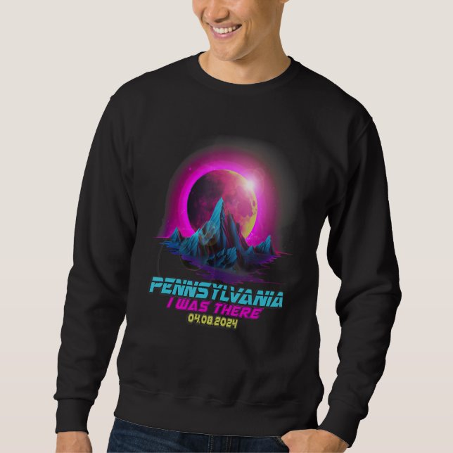 Pastel Goth Vaporwave Total Solar Eclipse 2024 Pen Sweatshirt (Front)