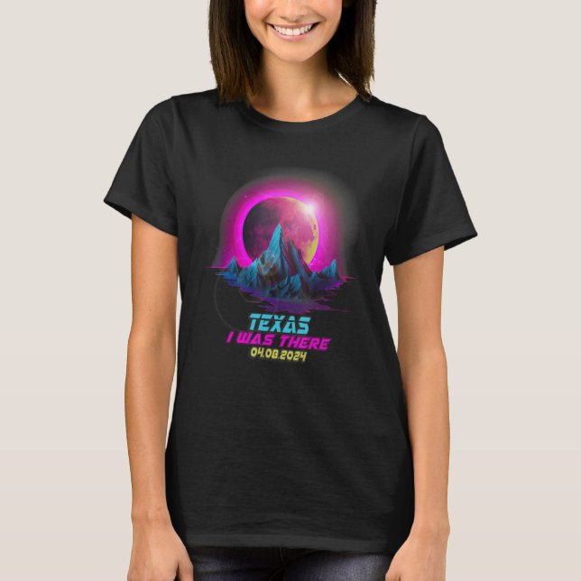 Pastel Goth Vaporwave Total Solar Eclipse 2024 Tex T-Shirt (Front)