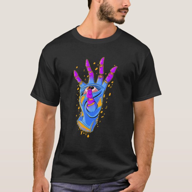 Pastel Goth Weirdcore Hand Eye Finger Cut Grudge C T-Shirt (Front)