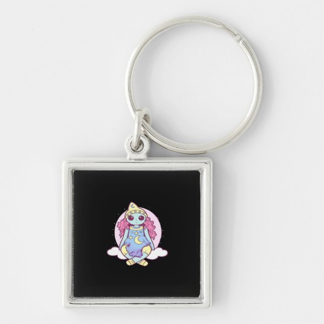 Pastel Goth Whimsigoth Clown Ragdoll Key Ring (Front)