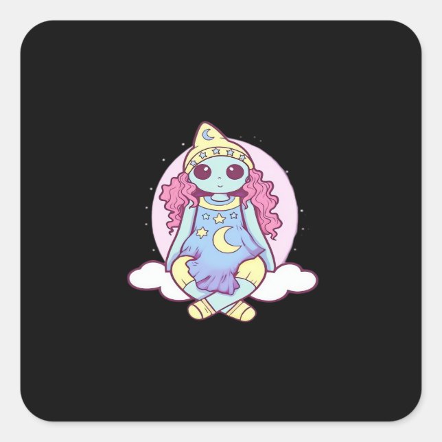 Pastel Goth Whimsigoth Clown Ragdoll Square Sticker (Front)