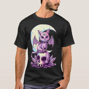 Pastel Goth Wiccan Cat Cute Creepy Witchy Cat and T-Shirt